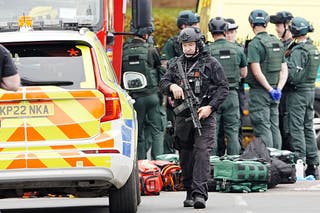 Manchester, a terrorist attack in Crumpsall at the scene of an armed police officer (Peter Byrne/PA)